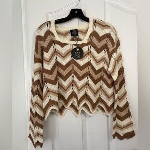 FCT For Love Chevron Knit Sweater - Brown and Cream